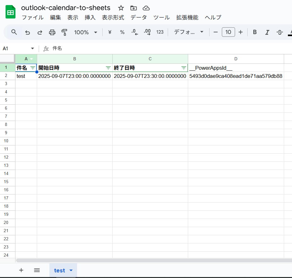 PowerAppsIdの項目は自動作成される